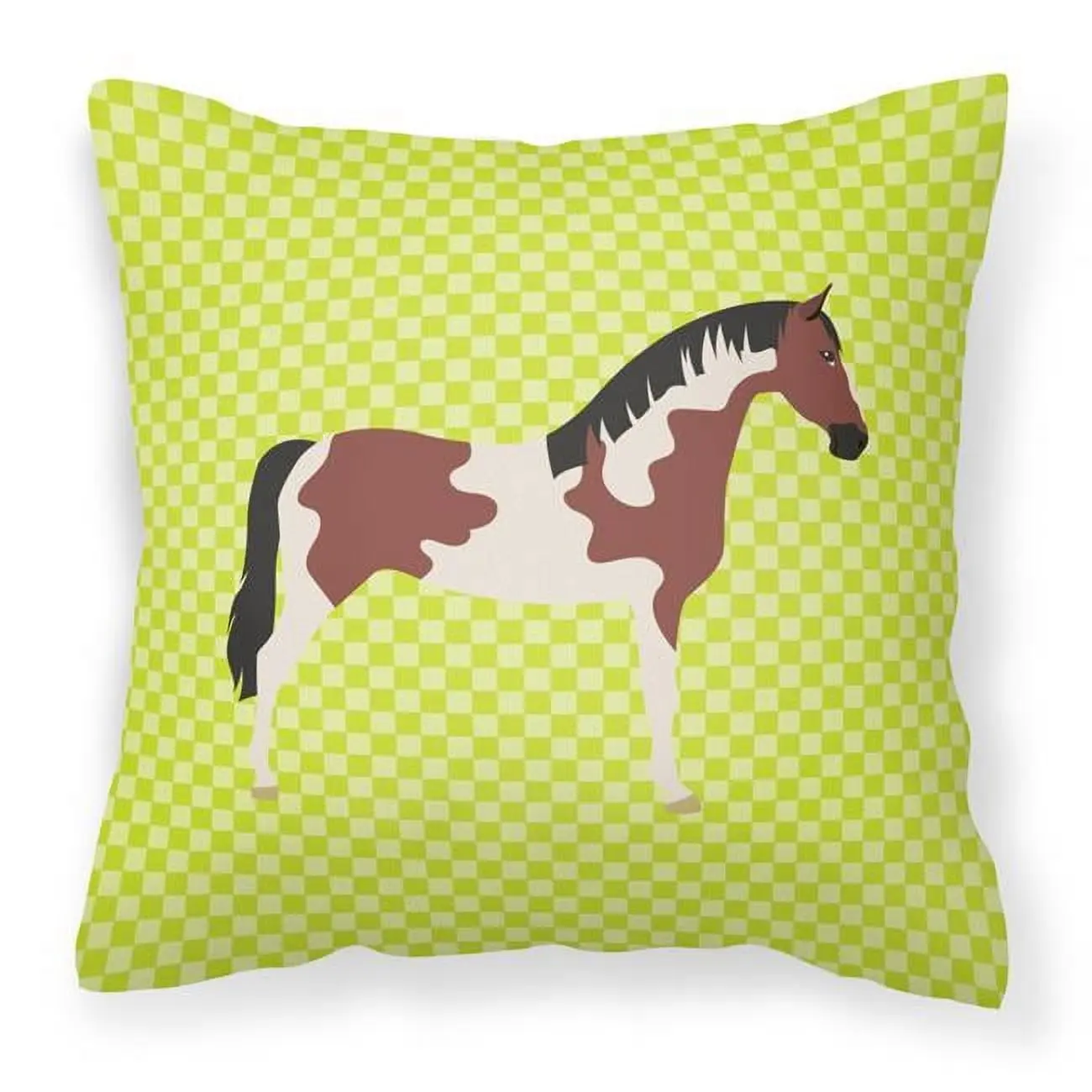 CAROLINE'S TREASURES BB7733PW1818 Pinto Horse Green Polyester Decorative Pillow, 18 x 18 in., Fade Resistant, Machine Washable