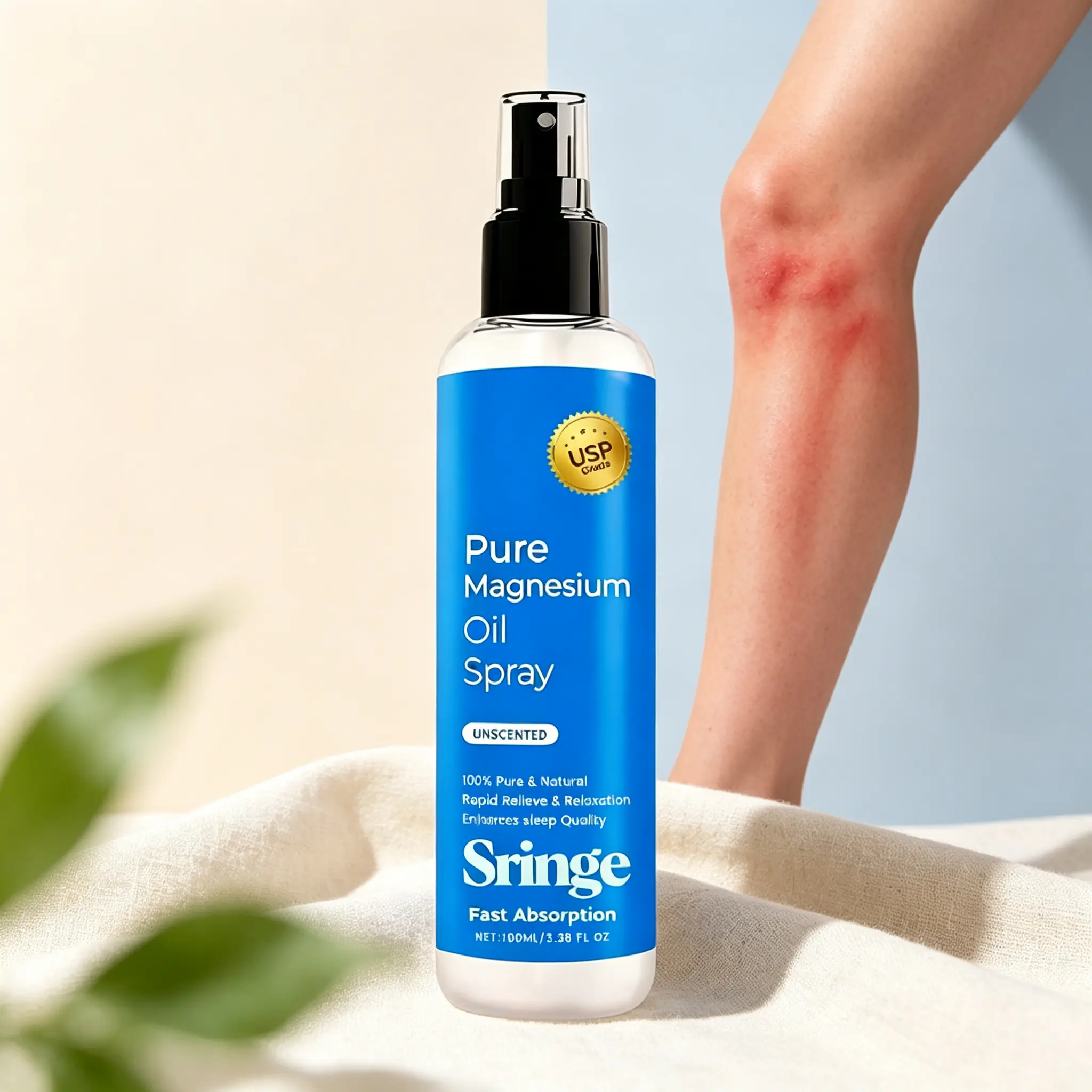 100% Pure Magnesium Oil Spray – Unscented Transdermal Booster – Relieve Cramps & Improve Sleep Quality – 100ml