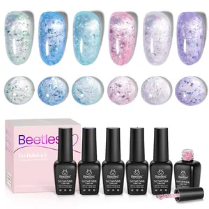 Beetles Glitter Neon Gel Nail Polish Set, 6 Colors Summer Sparkling Water Shimmer Blue Green Pink Orange Glitter Neon Gel Polish Soak Off Nail Art Design Salon Home Manicure Gift for Girls Women