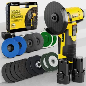 【FathersDay Gift】12V Cordless Mini Brushless Angle Grinder Kit with 15 Gutting Blades,2 pcs 12V  2.0Ah