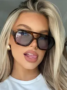 Vintage Geometric Frame Tortoiseshell Sunglasses, Daily Fashion Sun Glasses, Travel & Driving Essential Accessories, Tortoiseshell Sunglasses, Classic Sunglasses