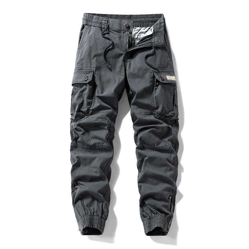 Versatile trendy functional cargo pants for men — drawstring cuffs, multiple pockets, retro outdoor casual style Versatile trendy functional cargo pants for men — drawstring cuffs, multiple pockets, retro outdoor casual style