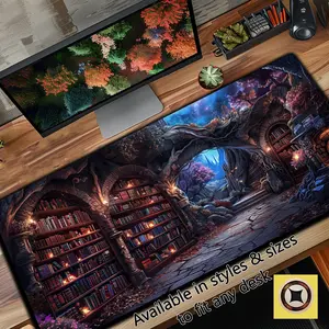 Enchanted Mystic Archive, Library Desk Mat, Witchy Mousepad XL, Dark Academia Desk Pad, Aesthetic Mouse Pad, Gift for Wife
