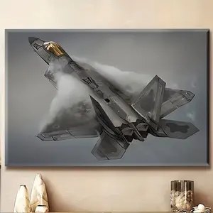 1P Modern Fighter Jet F-22 Falcon Biplane Canvas Poster with Wooden Frame - HD Inspirational Wall Art, Perfect for Living Room, Bedroom, Classroom Decor - Safe Packaging, Indoor Use Only