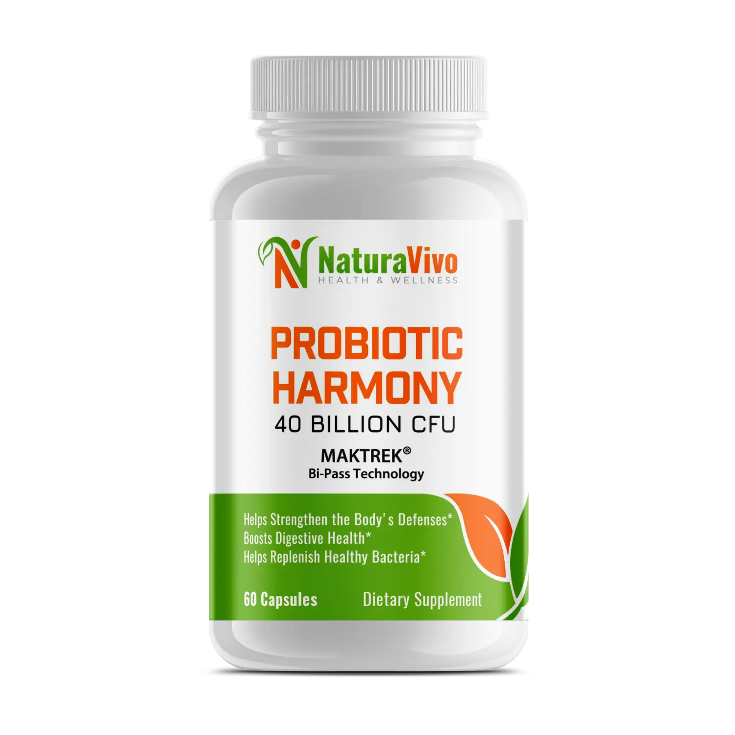 Probiotic Harmony - 40 Billion CFU | 4 Strains | Enhanced Gut Health, Immune Support, and Digestive Balance | 60 Veggie Capsules Healthcare Fitness Dietary Supplement