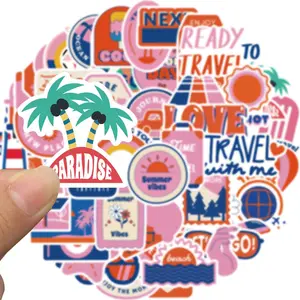 Travel Themed Sticker, 50pcs/set Waterproof Vinyl Travel Map Sticker, Decorative Sticker for Suitcase, Bicycle, Laptop, Water Bottle, Notebooks, Diary