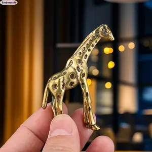 1Pc Artistic Vintage Gold Giraffe Resin Figurine - Handcrafted Lightweight Decorative Ornaments, Nordic Style Home Room Decor, Luxury Office Desk Accent Sculpture