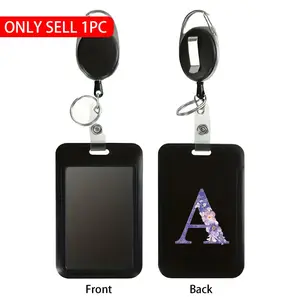 Flower & Letter Pattern Retractable Badge Holder, 1 Set Durable Badge Holder with 60cm Adjustable Cord, Lightweight Clip-on Design ID Card Cover for Nurses/Teachers Ideal Gifts for Halloween & Christmas, Retractable Badge Reel