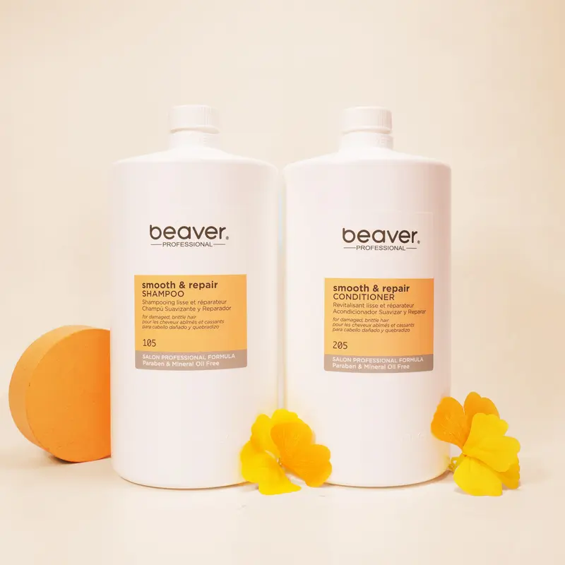 Beaver Smooth Repair Shampoo & Conditioner 3L Combo | Bulk Pack for the Family, Gentle, Repairs, Nourishes, Increases Bounciness & Shine, Haircare  | For Damaged & Weak Hair | Professional Salon Formula 16.9 oz Bottle based shampoo