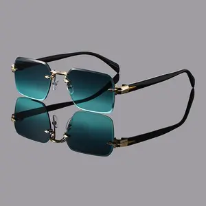 1pc Unisex Multicolor Retro Rimless Square Sunglasses – Casual & Stylish for Daily Life, Outdoor, Vacation, Beach & Street Photography