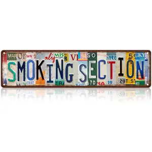 Vintage Smoking Section Wall Decor Street Signs Metal Tin Signs 16 x 4 Inches