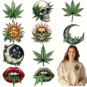 12 Piece Weed DIY Transfer Stickers, DTF Transfer Decals, Customizable Weed Art Supplies, Perfect for Craft Projects & Decorations