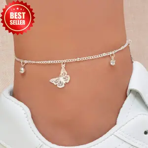 Butterfly pendant anklet for women