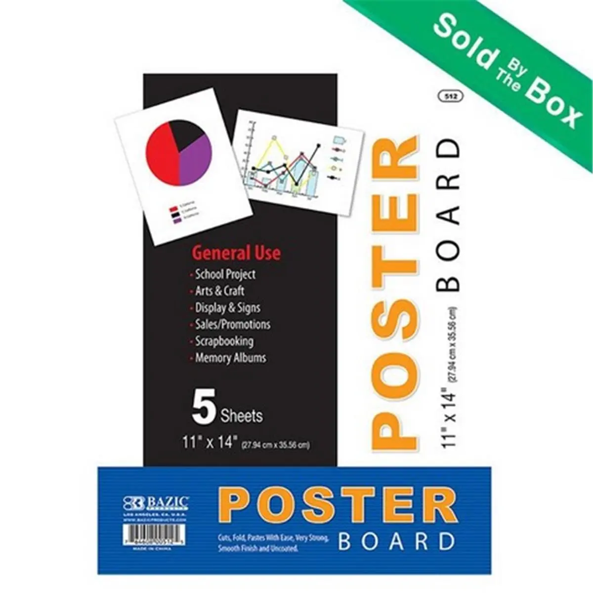 212 MAIN White Poster Board Classroom Supplies, 11x14 in, 5-Pack per Case, 48 Total Cases