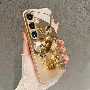 Crystal Diamond Inlaid WISDOM TRYMA Pattern Glass Phone Case for Galaxy A05s/A13/A14/A15/A16/A23/A24/A25/A26/A30/A32/A33/A34/A35, fashionable, Beautiful and Gorgeous, Protective Case