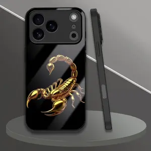 A Unique Golden Scorpion 3D Design Tempered Glass Phone Case for iPhone 17/17 Pro/17 Air/17 ProMax/iPhone 16/16 Plus/16 Pro/16 ProMax/15/15 Plus/15 Pro/15 ProMax/14/14 Plus/14 Pro/14 ProMax/13/13 Pro/13 ProMax/12/12 Pro/12 ProMax Suitable for All
