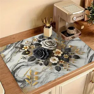 Flower Pattern Gas Stove Plate Cooktop Panel Protector Cover, 1 Count Heat & Scratch Resistant Stove Top Protector, Easy To Clean Stove Top Cover for Home Dining Room Barbecue, Stove Top Accessories