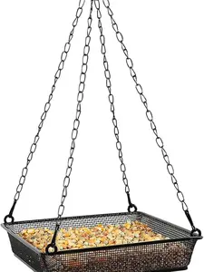 Hanging Metal Mesh Bird Feeder with Seed Tray - Outdoor Platform Feeder for Garden Bird Feeding Supplies