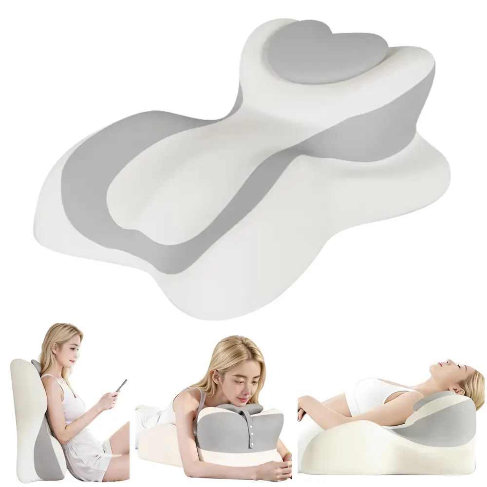 Ergonomic Heart-Shaped Memory Foam Breast Support Bolster Pillow - Lightweight, Cute Look, Soft Fabric, Pressure-Relieving Sleep Cushion for Bedroom/Sofa