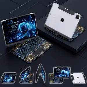 Case with Wireless Keyboard, 7 Color Backlight, Trackpad & 360°Rotating Stand for 2024 iPad Air M2 11 Inch, Compatible with 10.9" iPad Air 5th/4th, 11" iPad Pro 4/3/2/1
