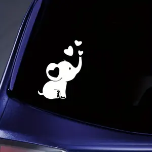 Vinyl Charming Elephant & Heart Sticker - Perfect for Cars, Laptops & Bumpers