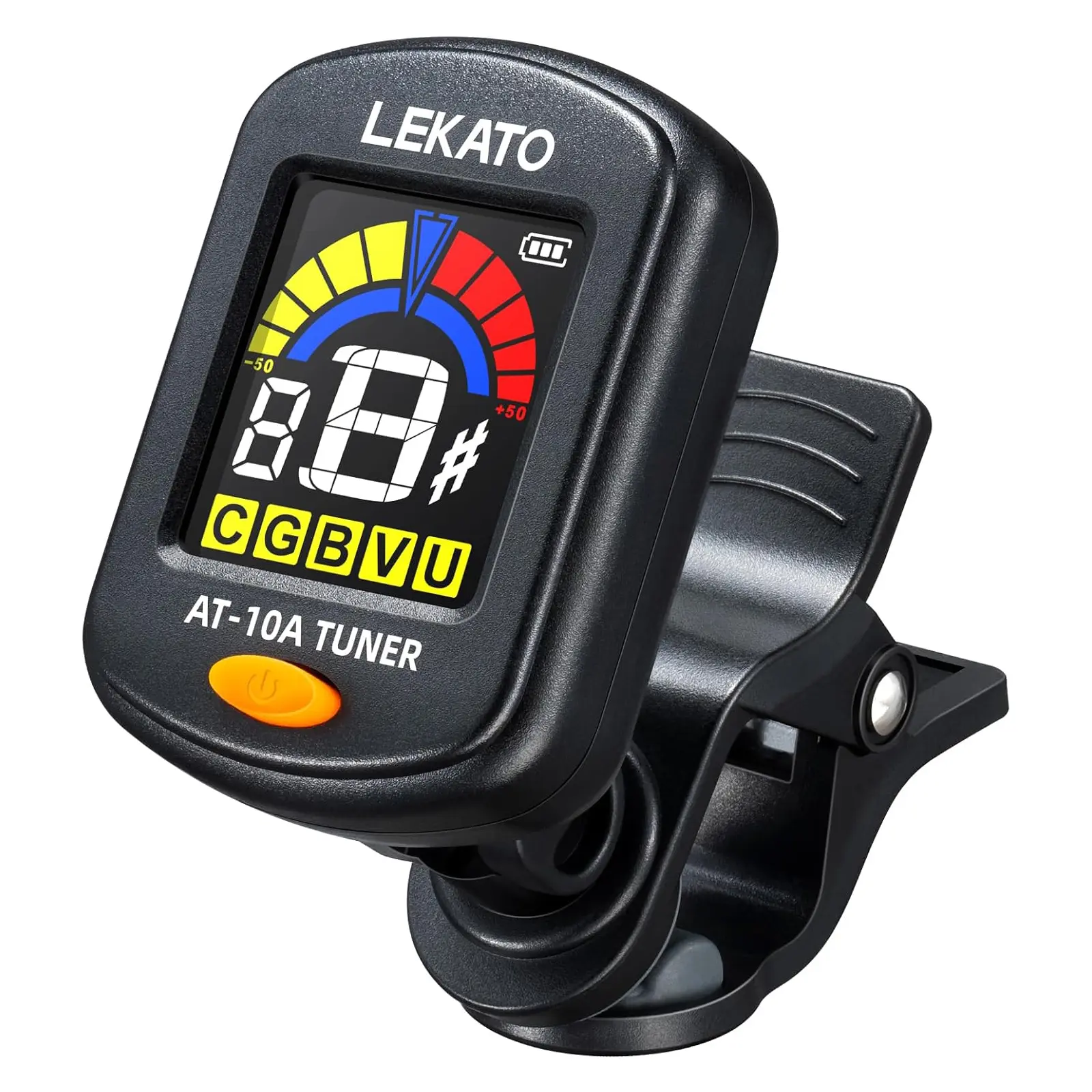 LEKATO Guitar Tuner, Clip On for All Instruments,Acoustic Electric Guitar Bass,Ukulele Violin,Chromatic Tuning Modes,Rechargeable Digital Tuner for Stringed Instruments,LCD Color Screen