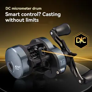 YUSHAN OUTDOOR  DC150 Round Baitcasting Reel, 7.1:1 Gear Ratio, Smart DC Electronic Brake Self-Charging Anti-Backlash Drum Fishing Reel, Left/Right Hand Available, 162g Ultralight, 6+1BB with Drag Click Alarm for Freshwater Saltwater