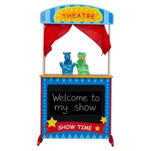 TOYSTER'S 2-in-1 Wooden Puppet Theater and Workshop | Deluxe Toddler Playset Delivers Hours of Pretend Play | Wood Lemonade Stand with Sturdy Base and Chalkboard | Must-Have Addition to Your Playroom