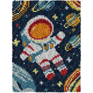 YP Astronaut Planet Latch Hook Rug Kits,Latch Hook Kits for Adults DIY Rug Crafts Arts Carpet for Home Decoration Festival Gifts,20.5" X 15"