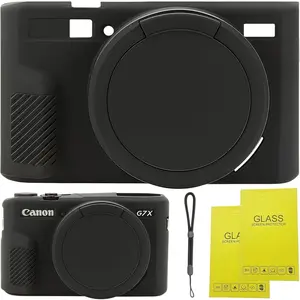 G7X Mark II case,G7X Removable Lens Cover  Cover for  PowerShot G7X ii,Comes with 2 Screen Protectors and 1 Wrist Strap.G7X Accessories. (Black)