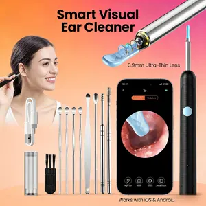 Smart Visual Ear Cleaner Kit - HD Camera Earwax Removal Tool with Medical Silicone Tips, iPhone/Android Compatible, Springtok Spring Gift Set Wireless WiFi waterproof endoscope wide angle Ear Wax Remover Rechargeable scope clean cam battery dual power usb