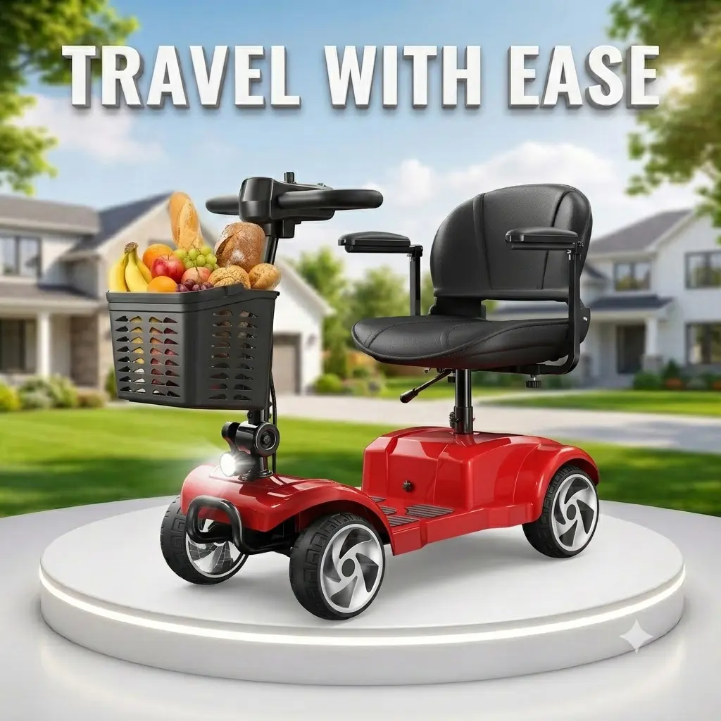 All-New Fritton Lightweight Mobility Scooter for Seniors & Adults, 20 mi Range, 49lb Foldable Portable Airport-Approved Travel Scooter, 300lb Capacity