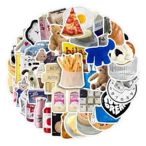 50Pcs Vintage Aesthetic Life Stickers Pack, Waterproof Nostalgic Food & Plush Vinyl Decals for Laptop Water Bottle Journal Scrapbook, Cozy Gifts for Nostalgia Lovers