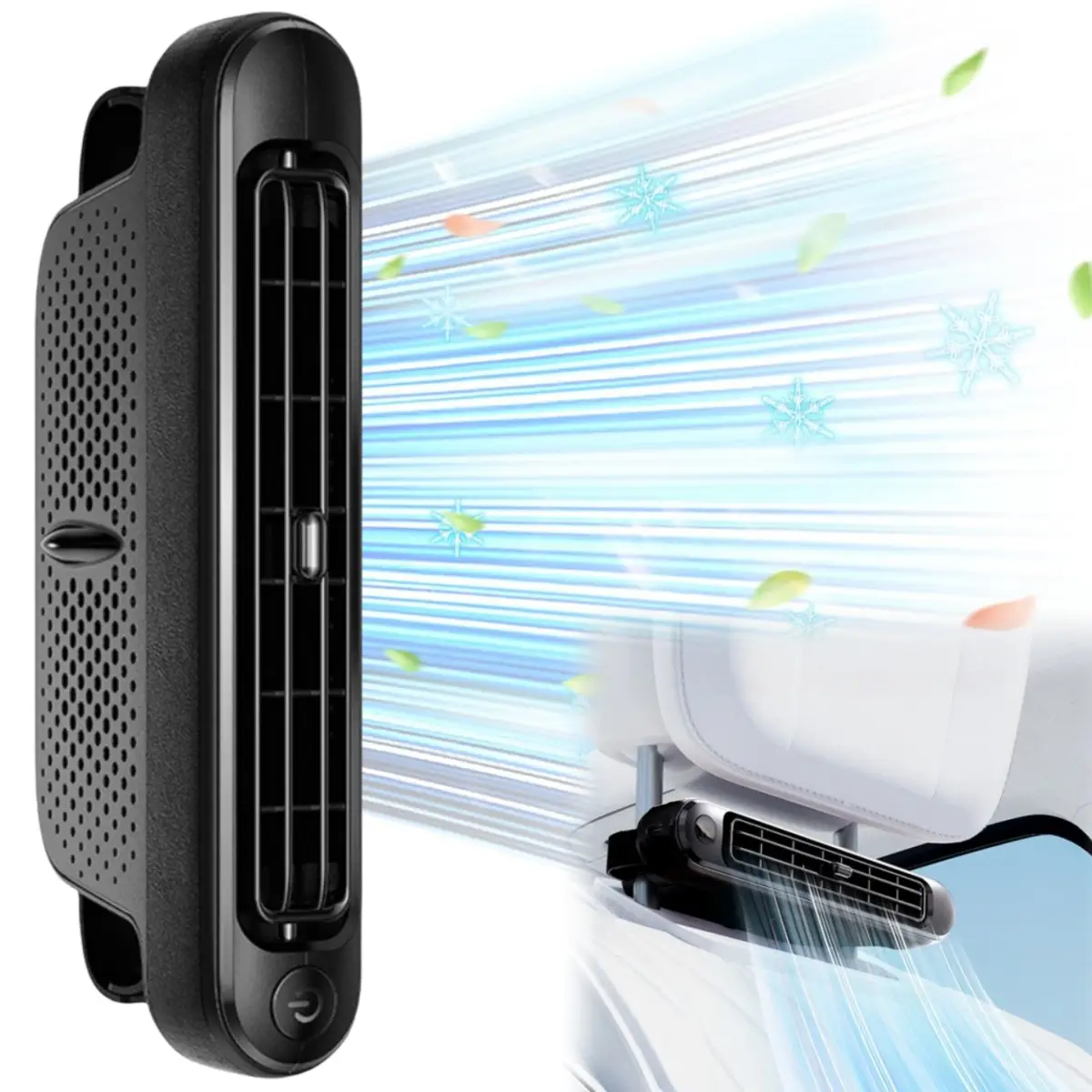 Car Fan for Driver and Passenger's Seat USB Plug and Play, Backseat Cooling Fan Safe For Kids Baby, Quiet Headrest Neck Fan Accessories Twin Turbofans