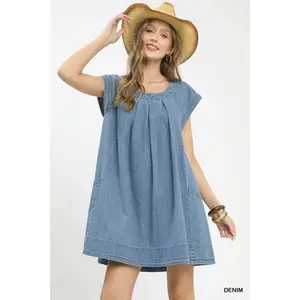 Umgee Stone Washed Denim Mini Dress