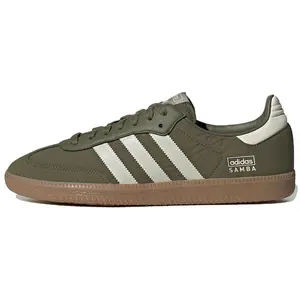 Adidas Samba OG Reflective Nylon Pack Focus Olive Men's Classic Soccer-Inspired Design Lightweight Nylon Upper Durable Rubber Outsole All Seasons