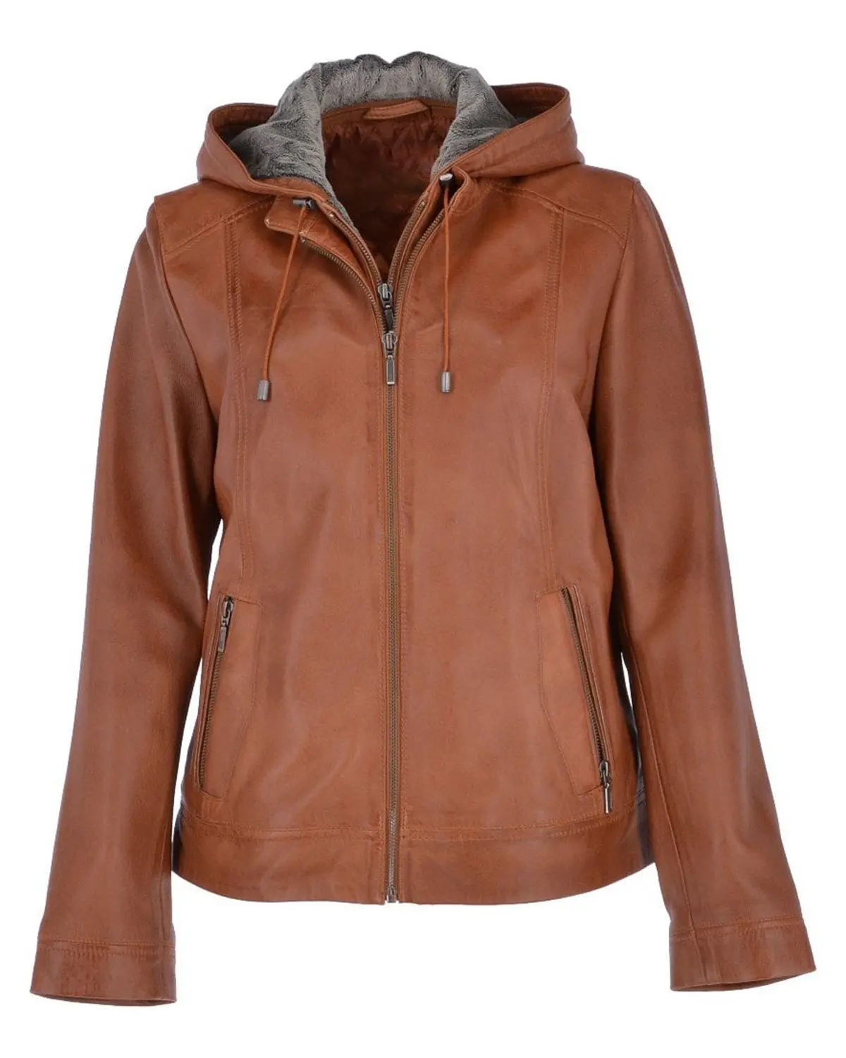 MotorCycleJackets Women's Two-In-One Leather Hooded Jacket