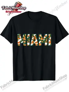 Miami Camo T-Shirt |   Men'S Short Sleeve Crew Neck, Casual Breathable Tee, Stylish Summer Top, 100%, Perfect for Outdoor, Ideal Gift for Men, Women, Family, Friends for Halloween, Thanksgiving, Christmas