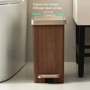High-end, fashionable household trash can with lid, suitable for living room, bedroom, bathroom and kitchen, with large capacity and pedals, narrow trash can