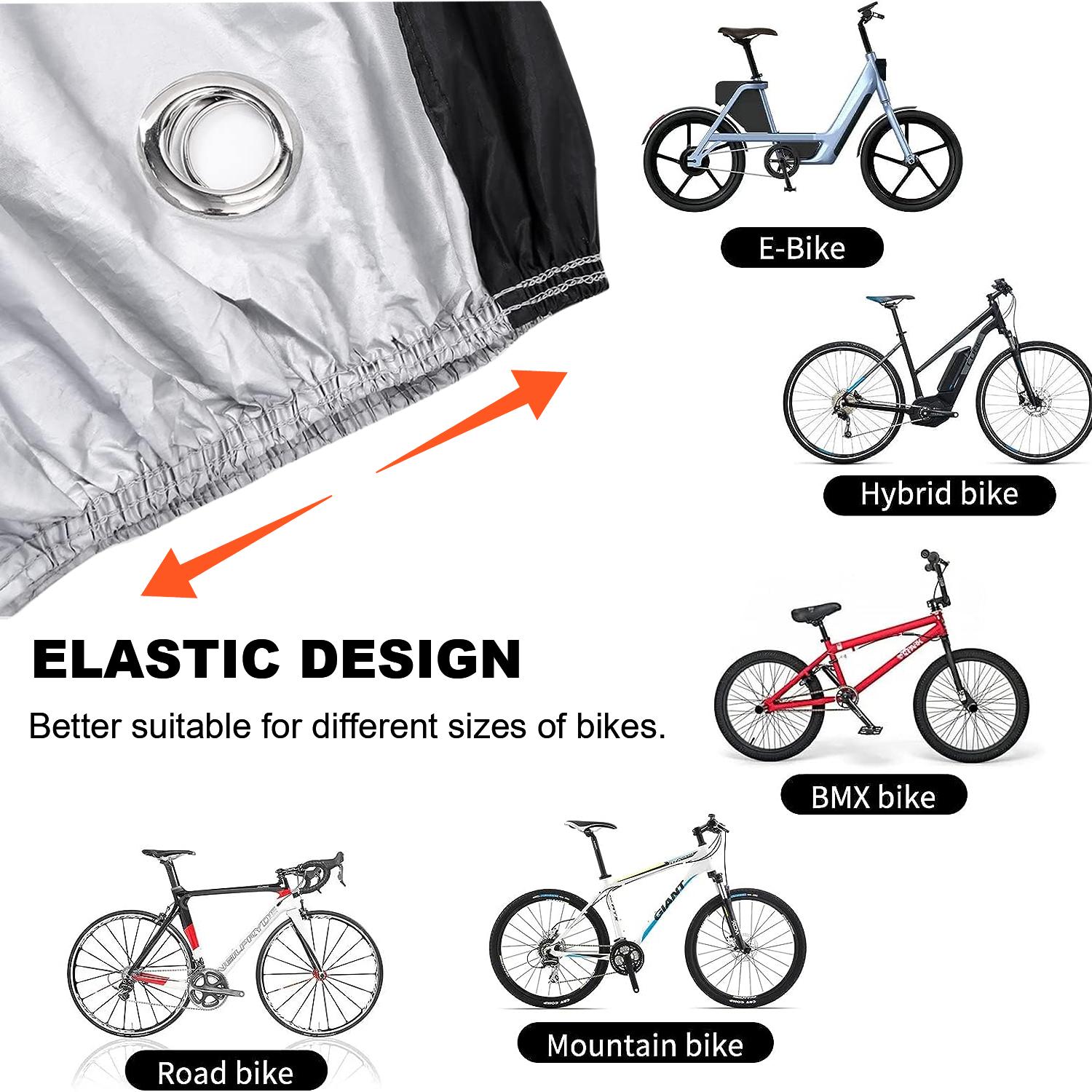Waterproof Bike Cover, All-Weather Outdoor Storage with Anti-Theft Lock Hole for E-Bike, Mountain & Road Bicycle
