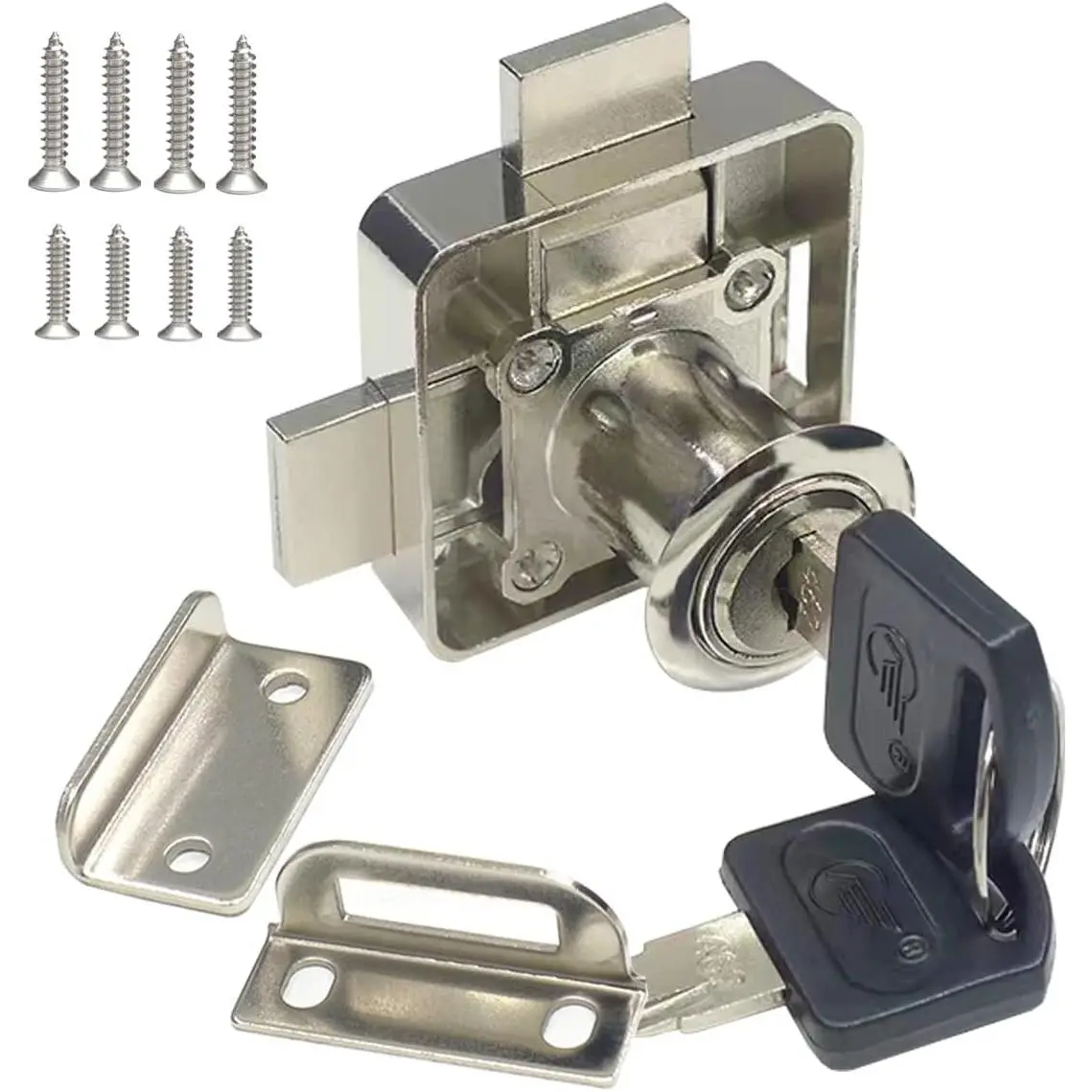Door Lock Cabinet Drawer Lock Safety Cabinet Lock Deadbolt-to-Door Lock [Installation on The Side Door].Drilling Diameter 3/4"/19mm for (3/5"-/15mm -7/8"-/22mm) Door Panels