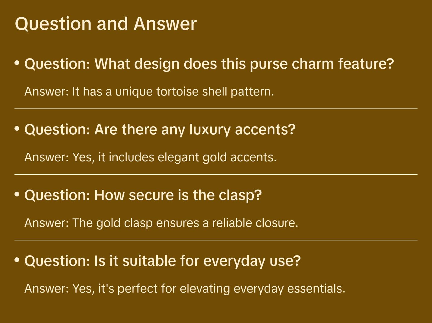 Tortoise Shell Acrylic Purse Chain Purse Charm - Elegant Design with Gold Clasp and Unique Shell Pattern