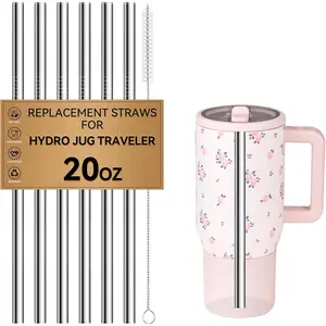 Metal Straws for  Traveler 20 oz Flip Straw Lid Tumbler, Stainless Steel Replacement Straws for Hydro jug Traveler 20oz  Water Bottle