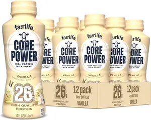 Core Power Protein Shake, Vanilla, 26g Bottle, 14oz, 12 Pack