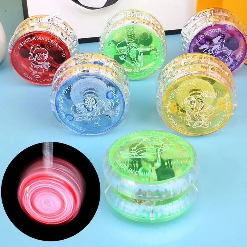 3pcs Glowing Yo-Yo Set, Trick Ball with String, Ideal for Beginners, Boys & Adults, Automatic Bounce Technology, Random Colors & Patterns