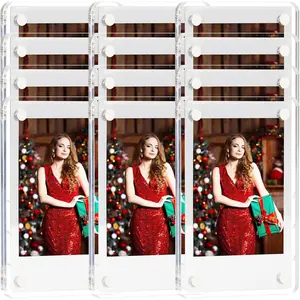 Fridge  Frame, 12 Pack Polaroid  Frame 2.36 x 3.54 Inch Double Sided Refrigerator  Picture Frame for  Instax Mini, Clear Photo Display Frames