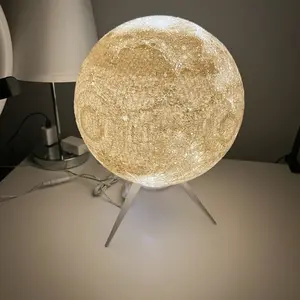 A Moon Lamp 3-D Printed Table Lamp with Unique Globe Design and Warm Glow