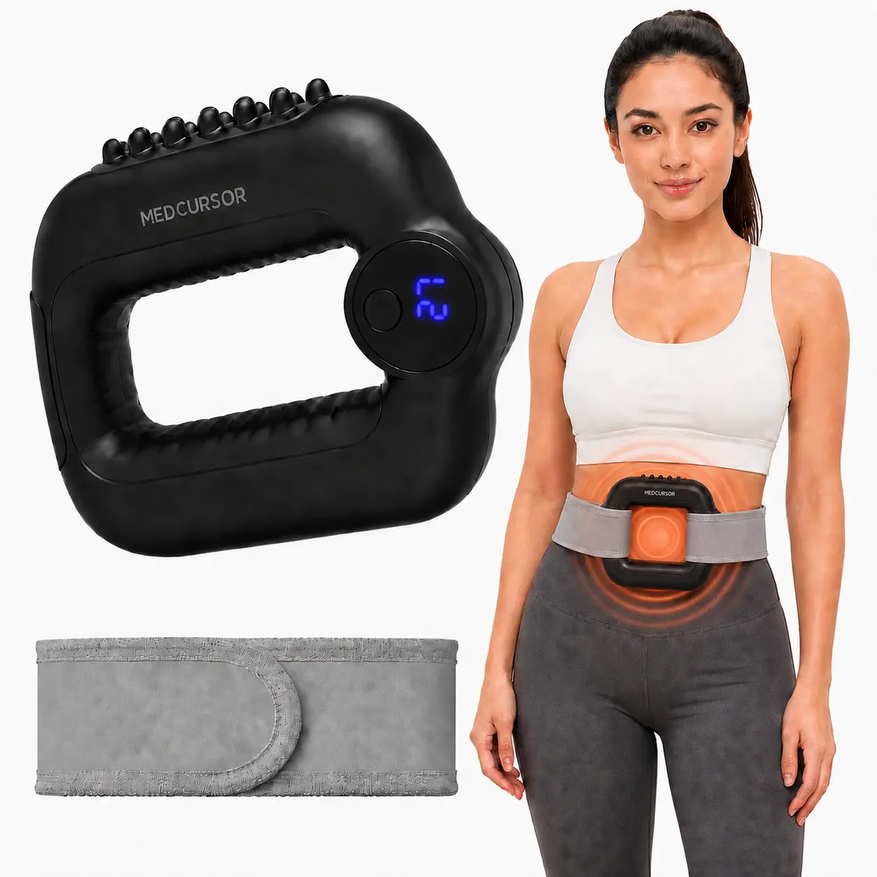 Medcursor 2026 New Cordless Vibrating Fascia Ring Massager, Adjustable Deep Tissue Vibration Belt, Portable Rechargeable Full-Body Massager with 5 Intensities & 3 Modes for Lymphatic Drainage, Back/Shoulders/Arms Relaxation, Daily, Abs Plastic