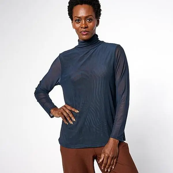 MarlaWynne WynneLayers Mesh Knit Turtleneck Top
