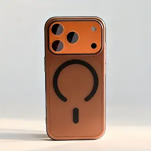 Phone Case - Luxury ultra-thin translucent orange magnetic wireless charging phone case, compatible with iPhone 17 Pro Max Air 16 15 14 13 Pro Max 17Promax, anti-fouling and anti-fingerprint micro-matte shock-proof protective case